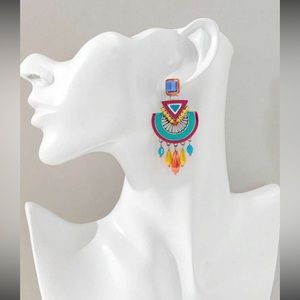 1pair Enamel Earrings, Random Bead Color